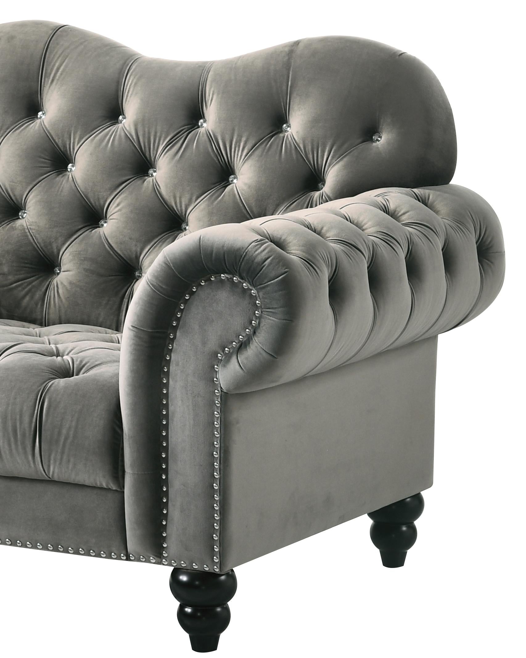 Gracie Transitional Style Gray Chair with Espresso Legs Cosmos Furniture