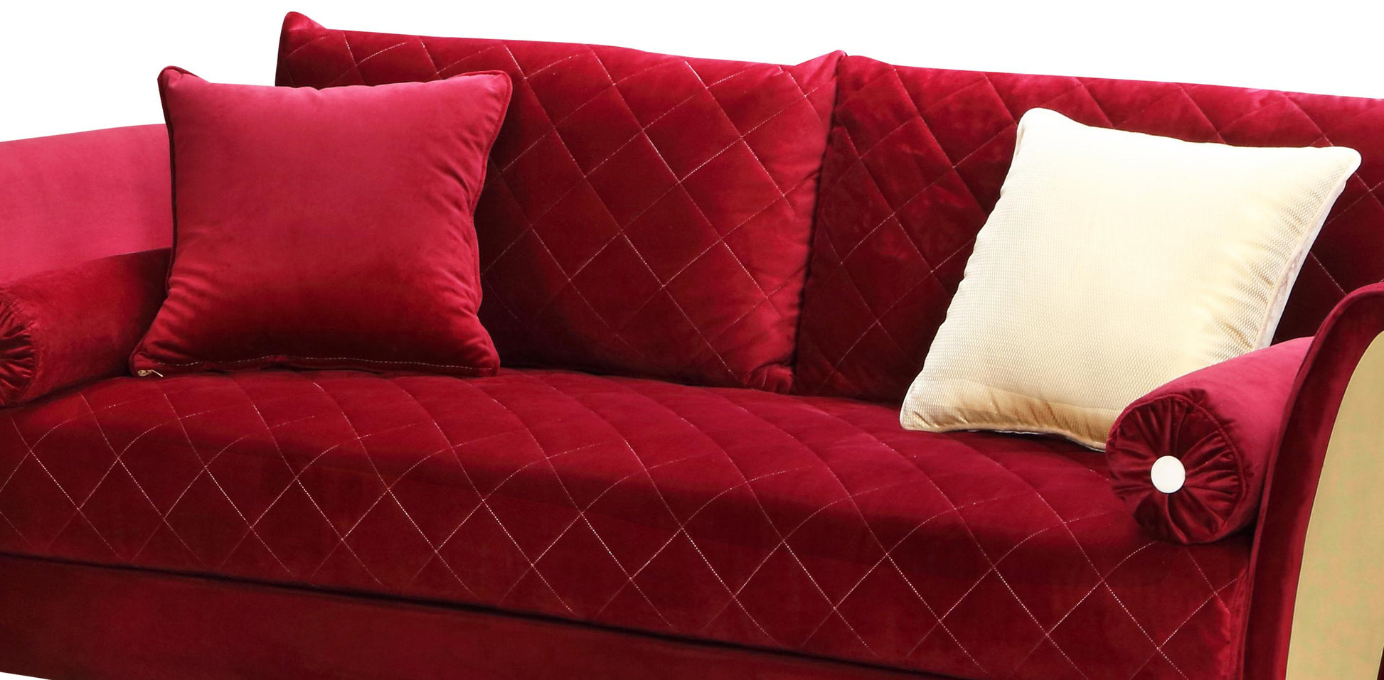 Ruby Modern Style Red Sofa with Gold Finish Cosmos Furniture