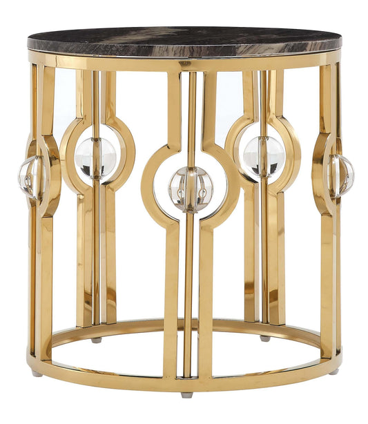 Fallon Modern Style Marble End Table with Metal Base Cosmos Furniture