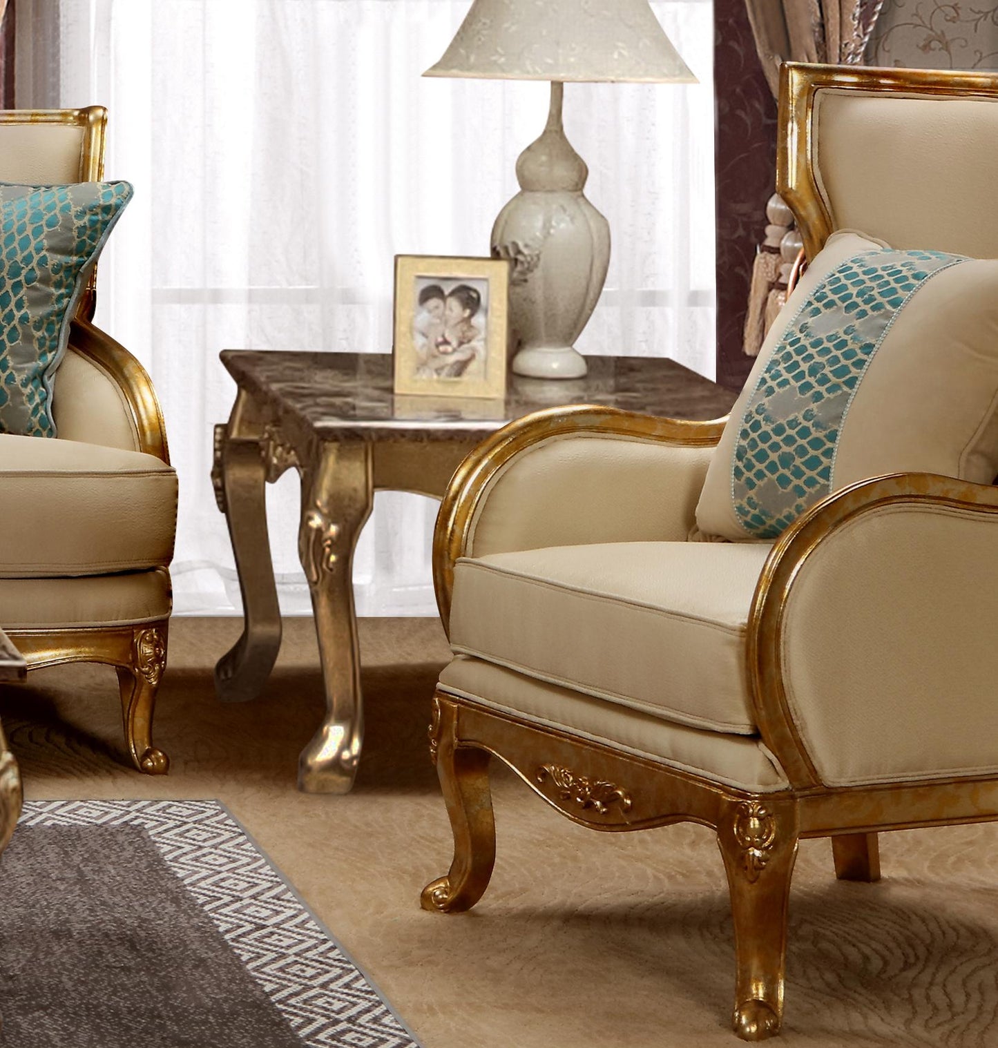 Majestic Transitional Style End Table in Gold finish Wood Cosmos Furniture