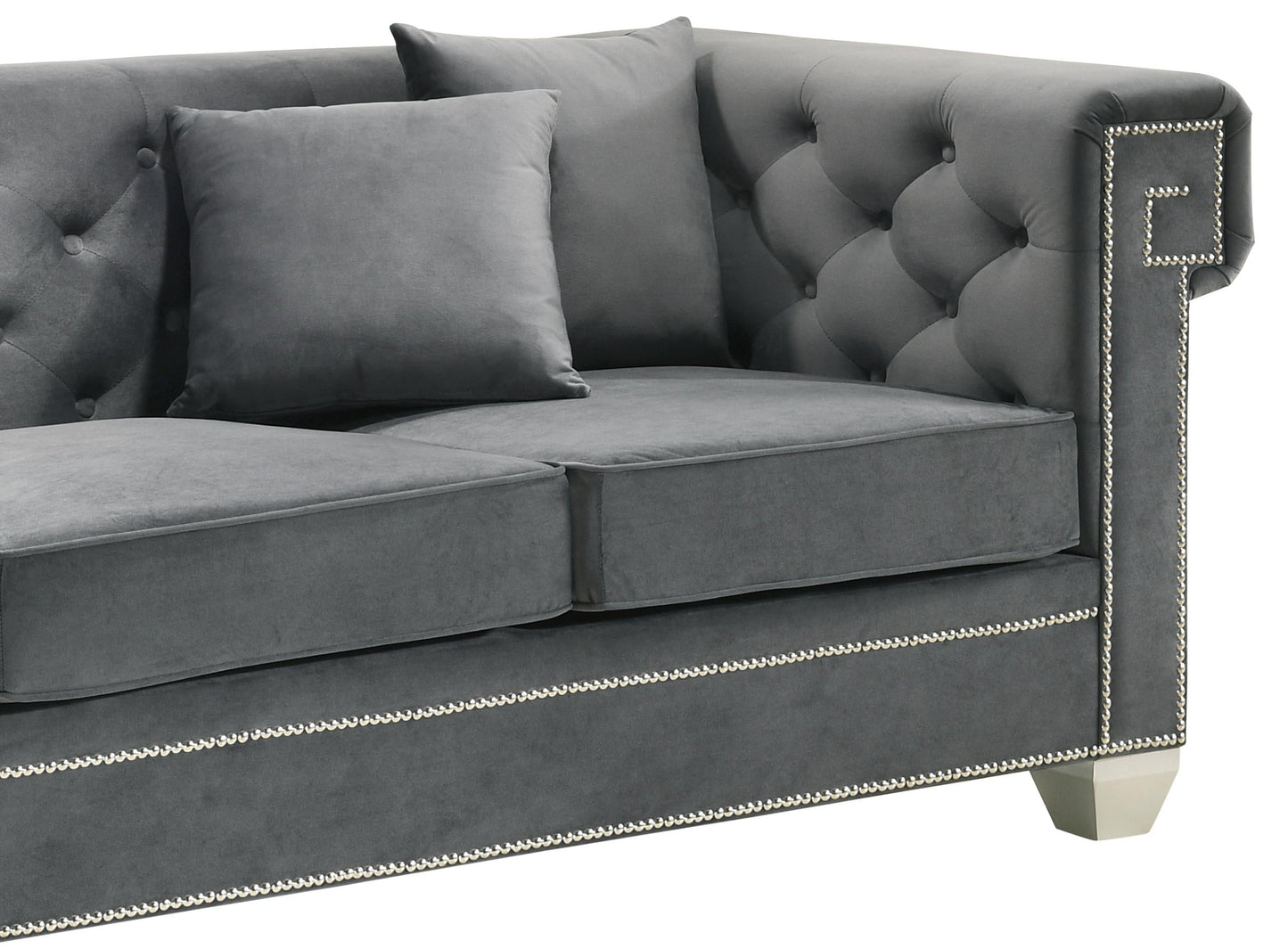 Clover Modern Style Gray Loveseat with Steel Legs Cosmos Furniture