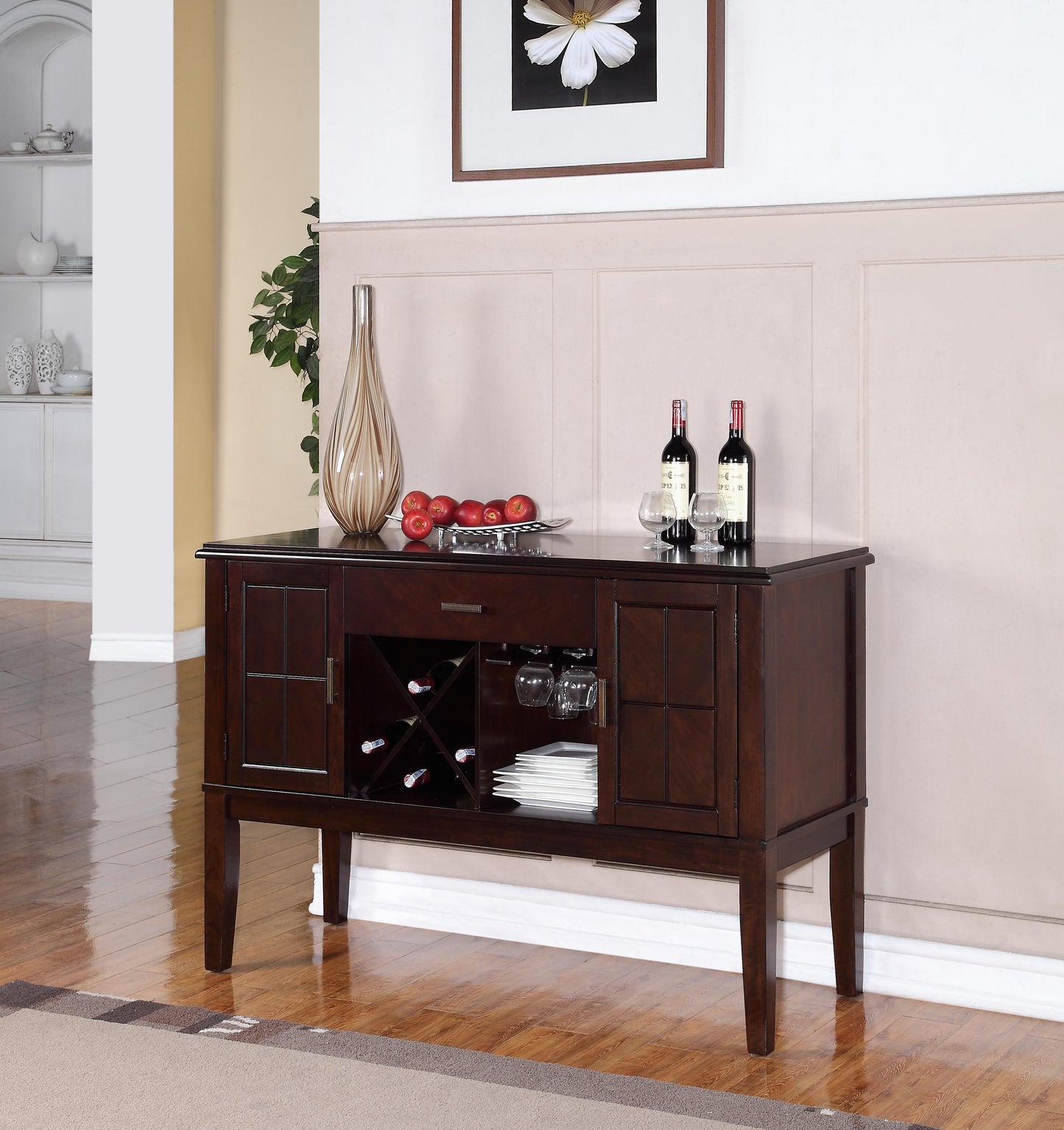 Era Transitional Style Dining Server in Espresso finish Wood Cosmos Furniture