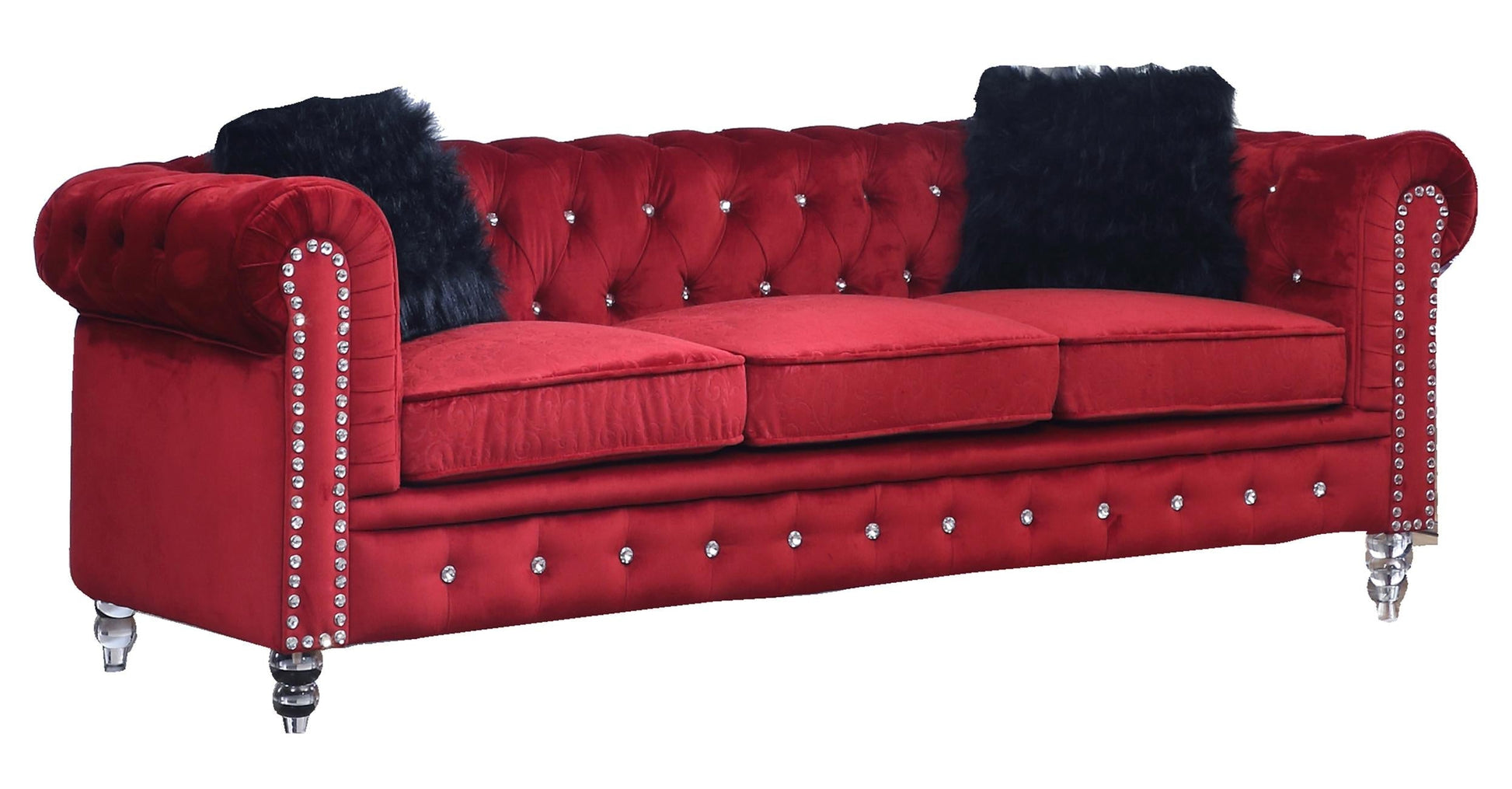 Sahara Modern Style Red Sofa with Acrylic legs Cosmos Furniture