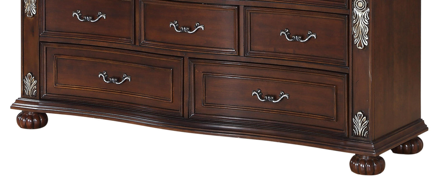 Rosanna Traditional Style Dresser in Cherry finish Wood Cosmos Furniture