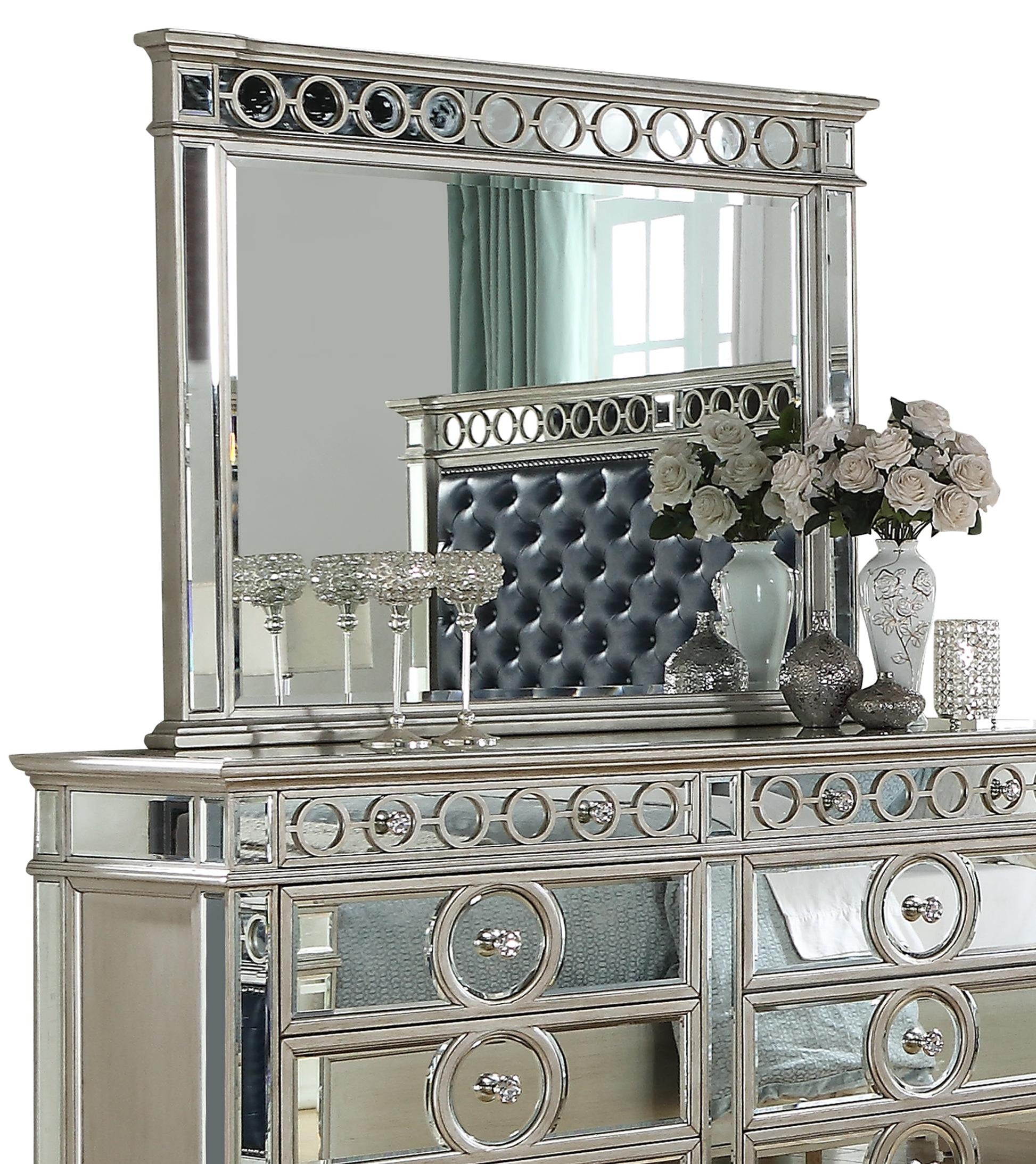 Brooklyn Contemporary Style Mirror in Silver finish Wood Cosmos Furniture