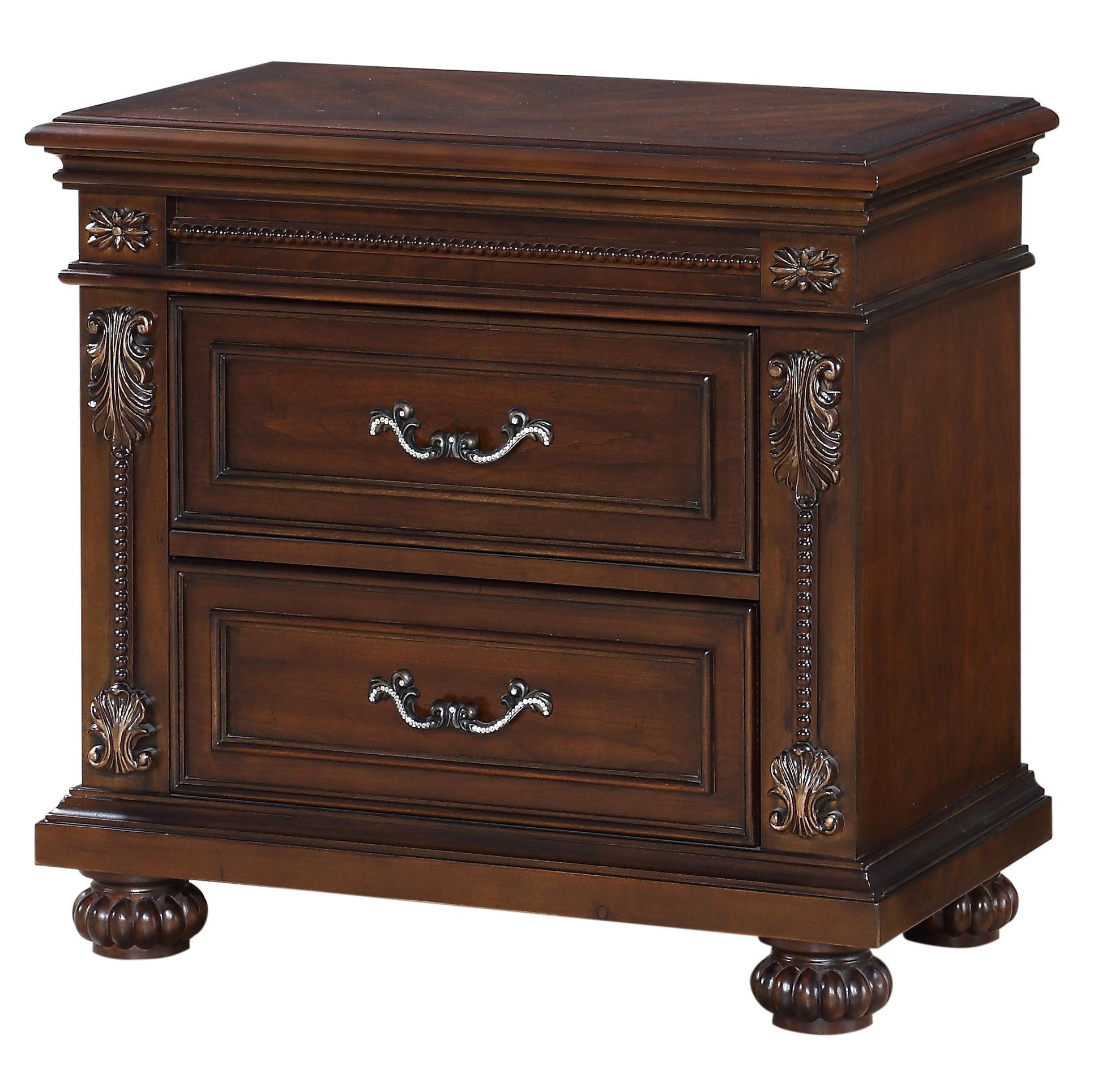 Destiny Traditional Style Nightstand in Cherry finish Wood Cosmos Furniture