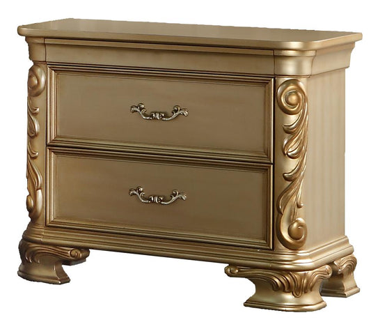 Miranda Transitional Style Nightstand in Gold finish Wood Cosmos Furniture