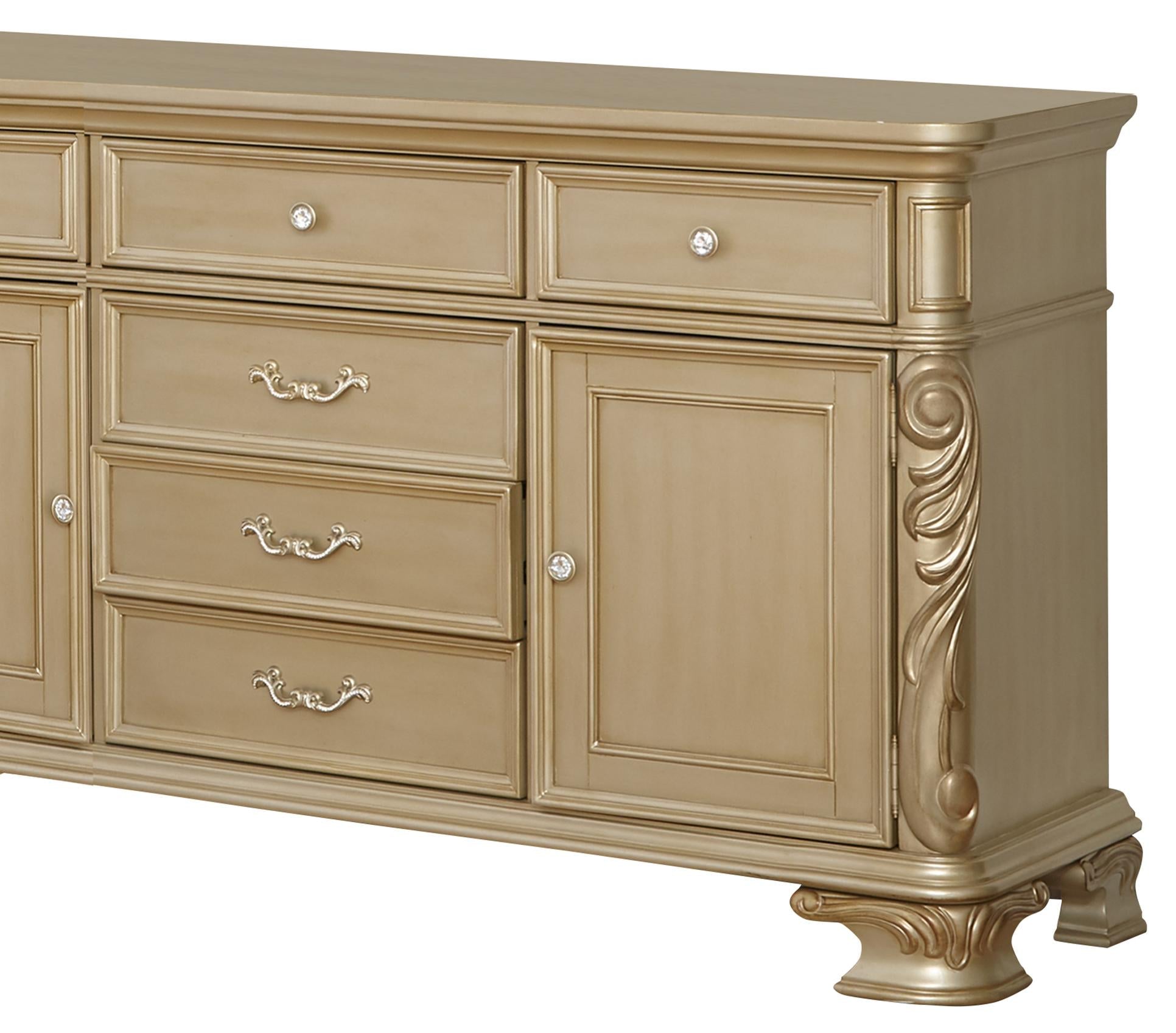 Miranda Transitional Style Dining Buffet in Gold finish Wood Cosmos Furniture