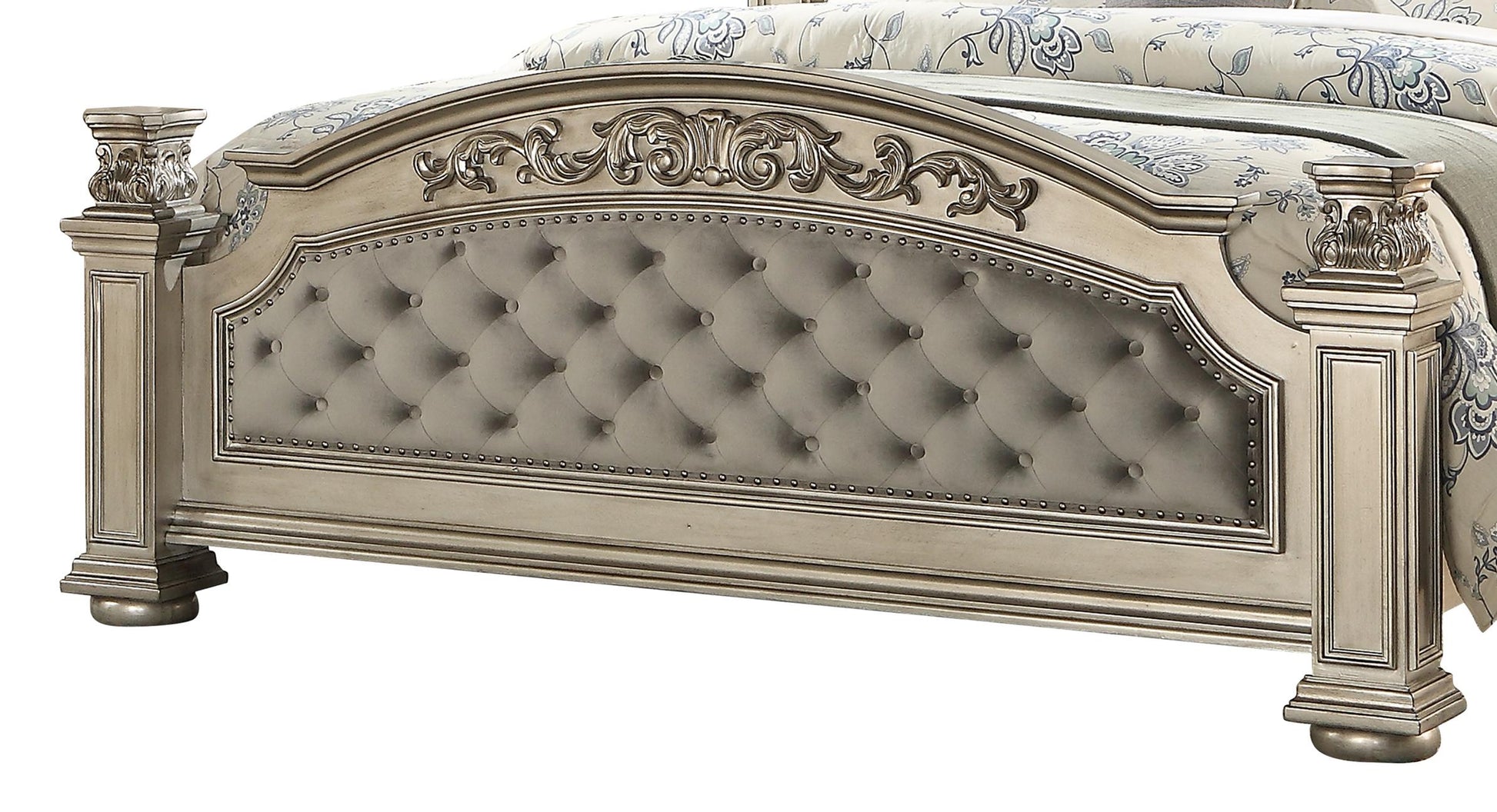 Platinum Traditional Style Queen Bed in Gold finish Wood Cosmos Furniture