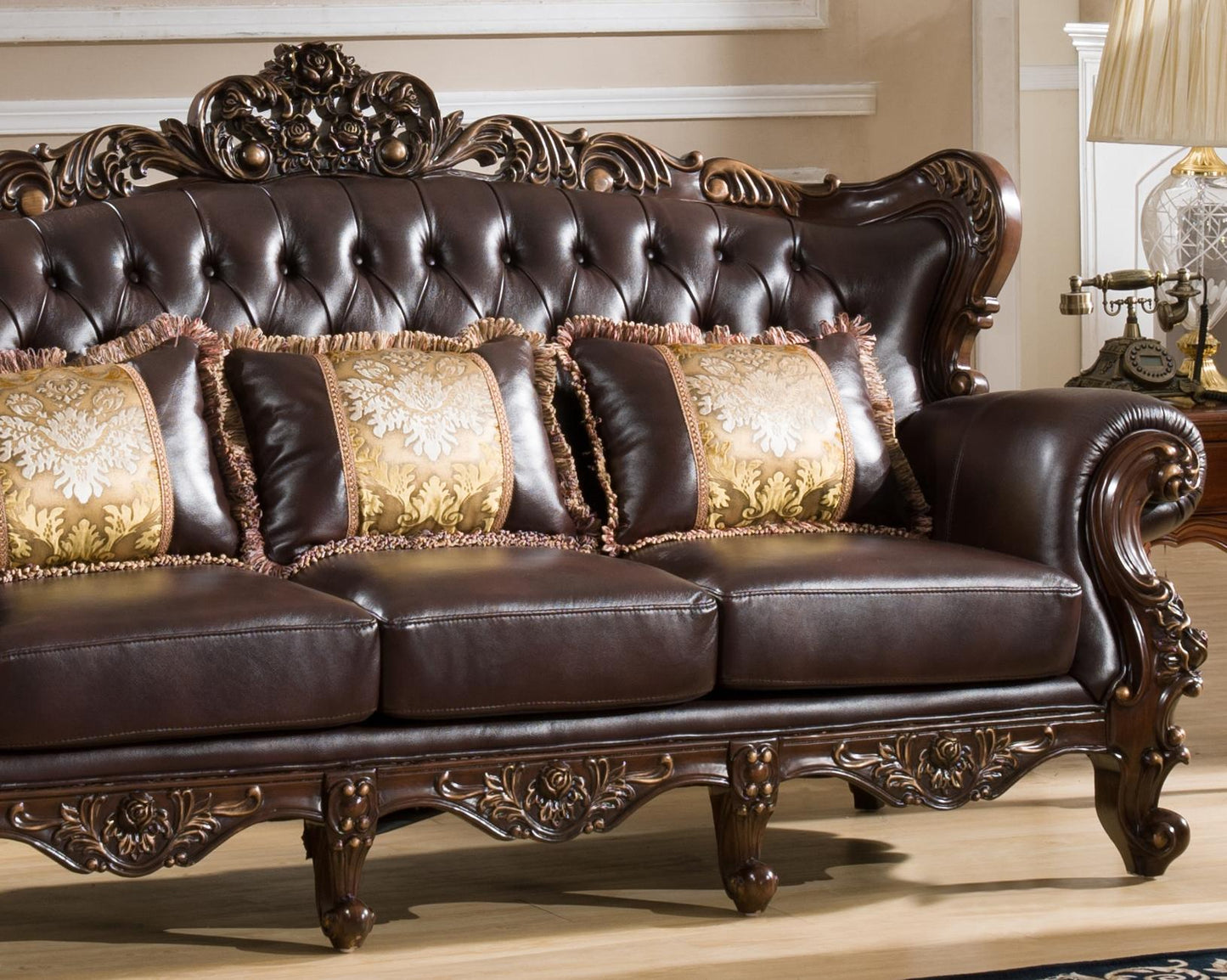 Vanessa Traditional Style Sofa in Walnut finish Wood Cosmos Furniture