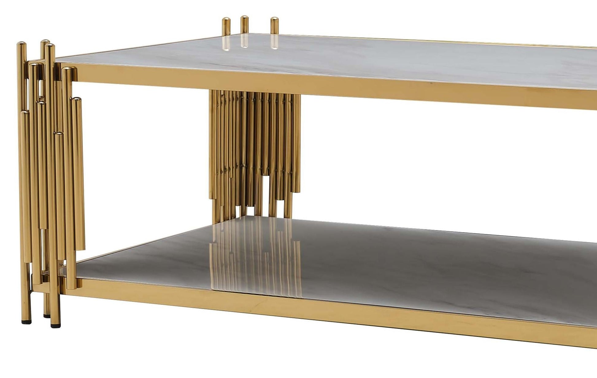 Lawrence Modern Style Marble Coffee Table with Metal Base Cosmos Furniture