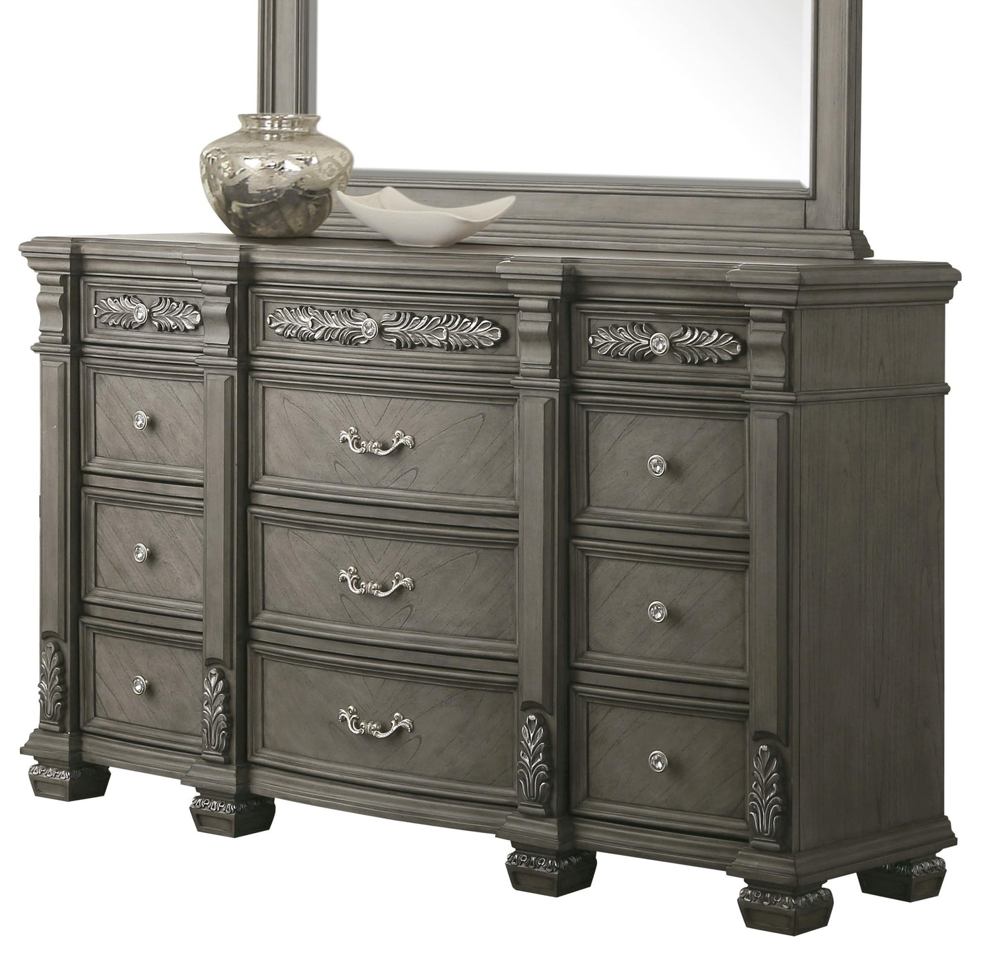 Silvy Transitional Style Dresser in Gray finish Wood Cosmos Furniture