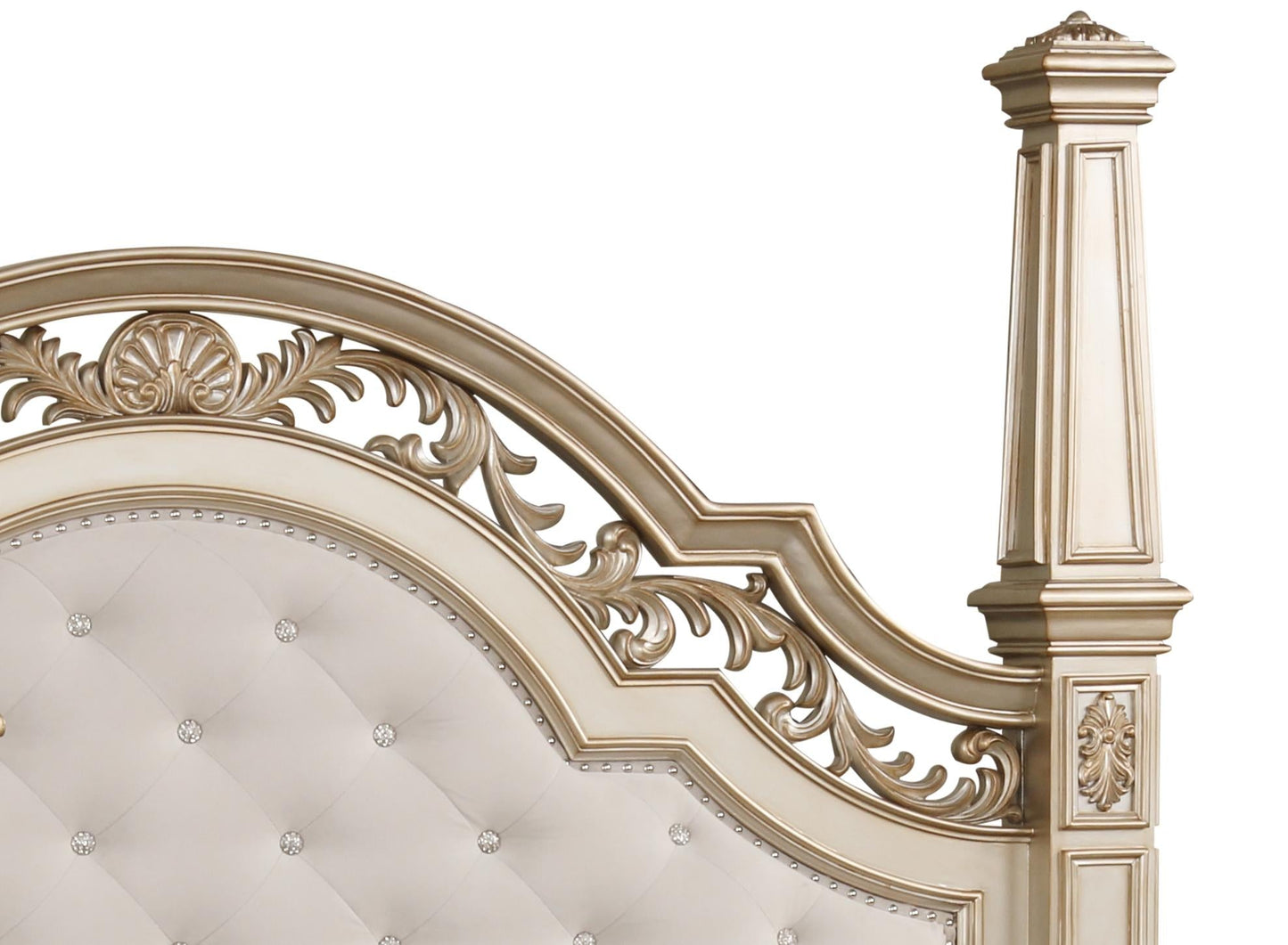 Valentina Traditional Style King Bed in Gold finish Wood Cosmos Furniture