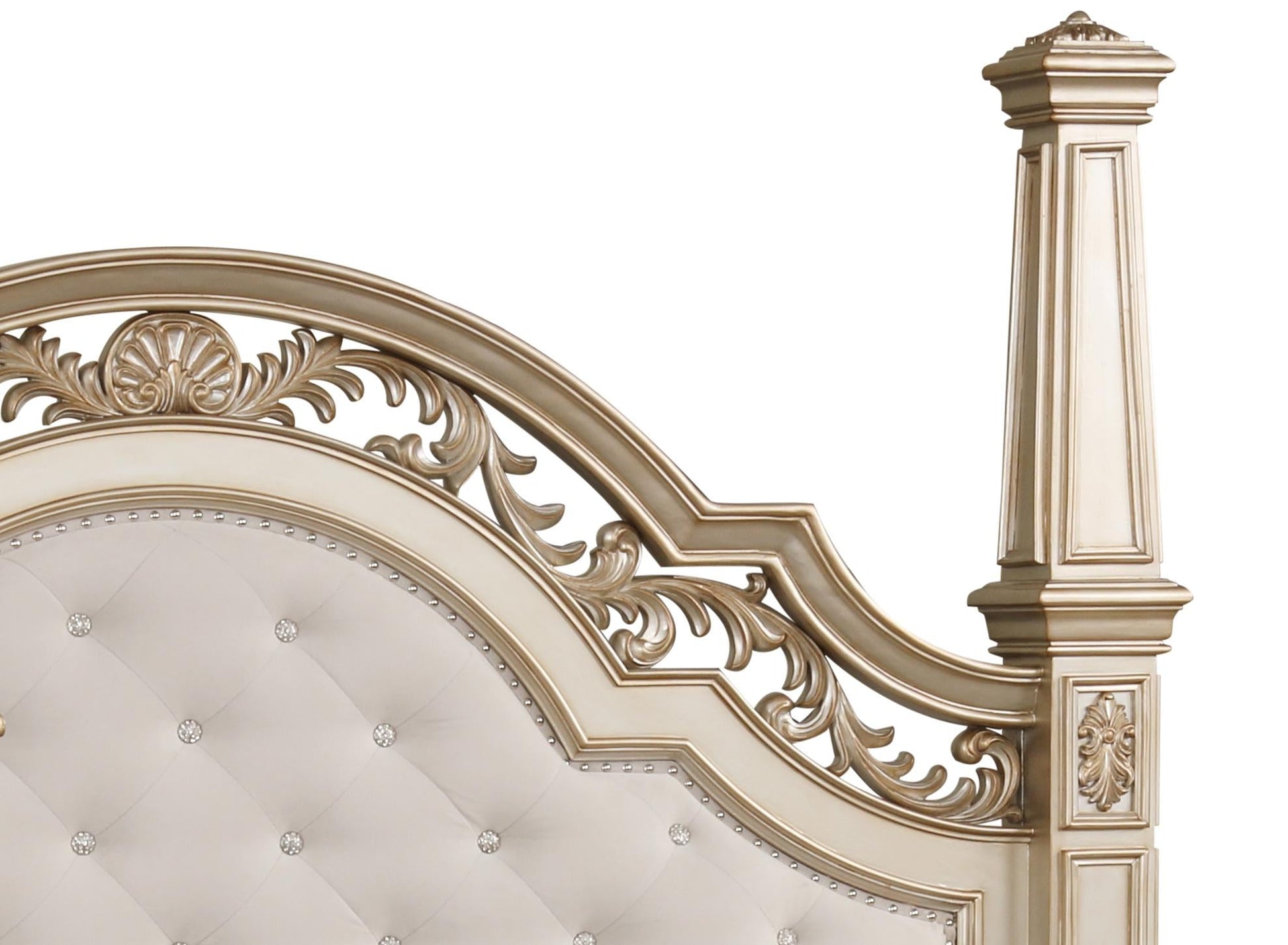 Valentina Traditional Style Queen Bed in Gold finish Wood Cosmos Furniture