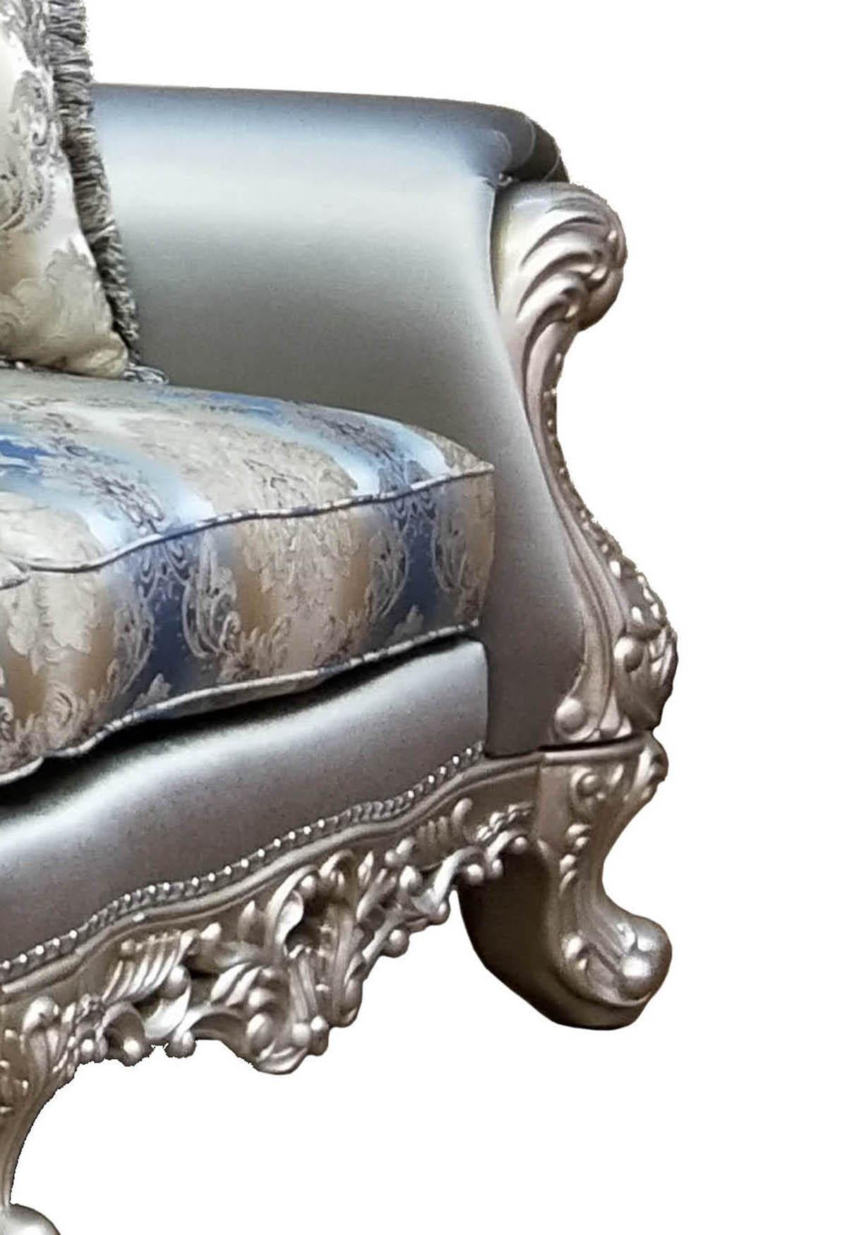 Ariel Transitional Style Loveseat in Silver finish Wood Cosmos Furniture