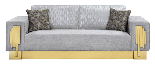 Megan Modern Style Gray Sofa with Gold Finish Cosmos Furniture