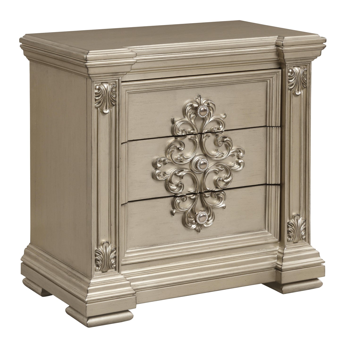 Alicia Transitional Style Nightstand in Beige finish Wood Cosmos Furniture