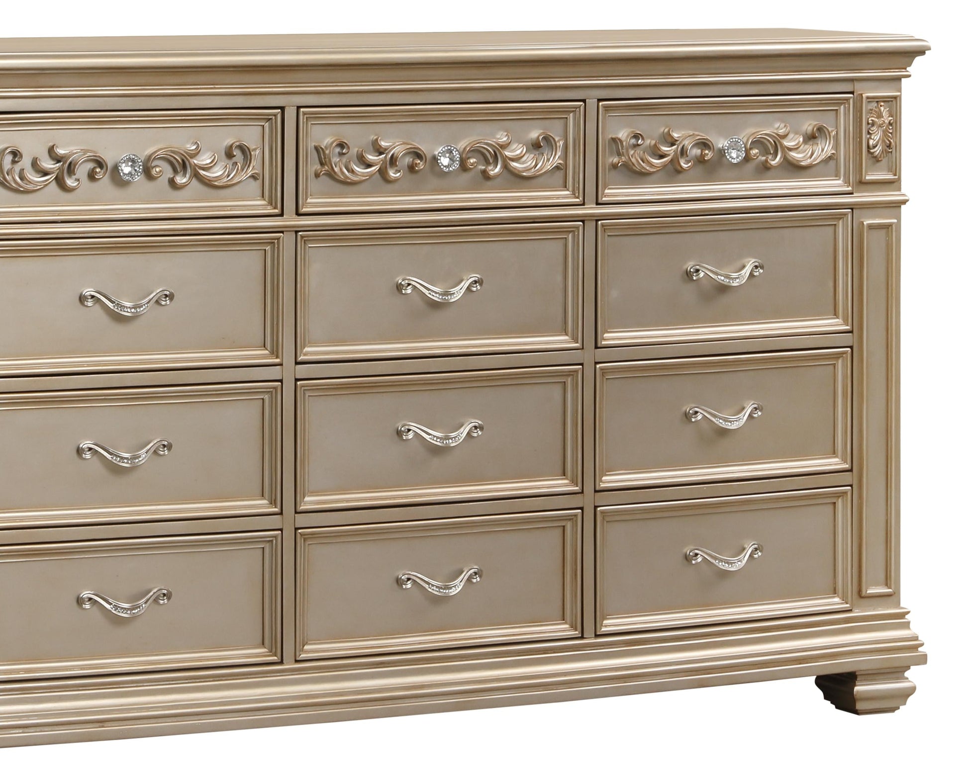 Valentina Traditional Style Dresser in Gold finish Wood Cosmos Furniture