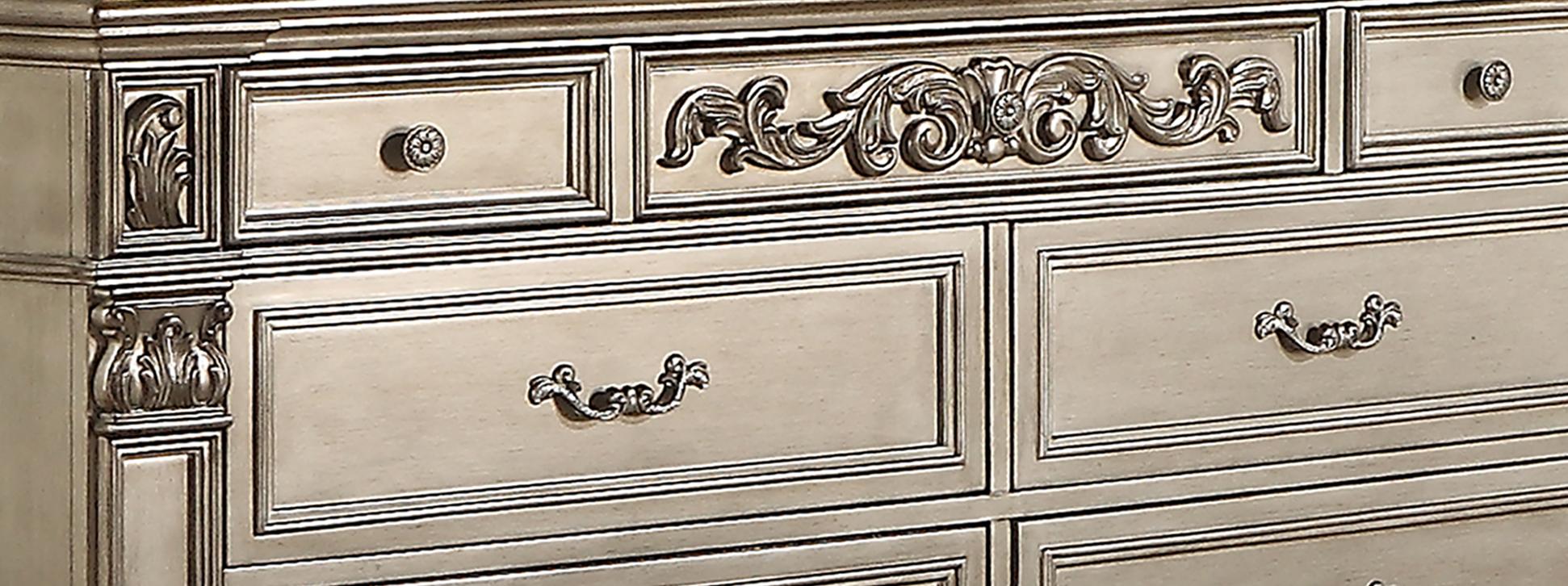 Platinum Traditional Style Dresser in Gold finish Wood Cosmos Furniture
