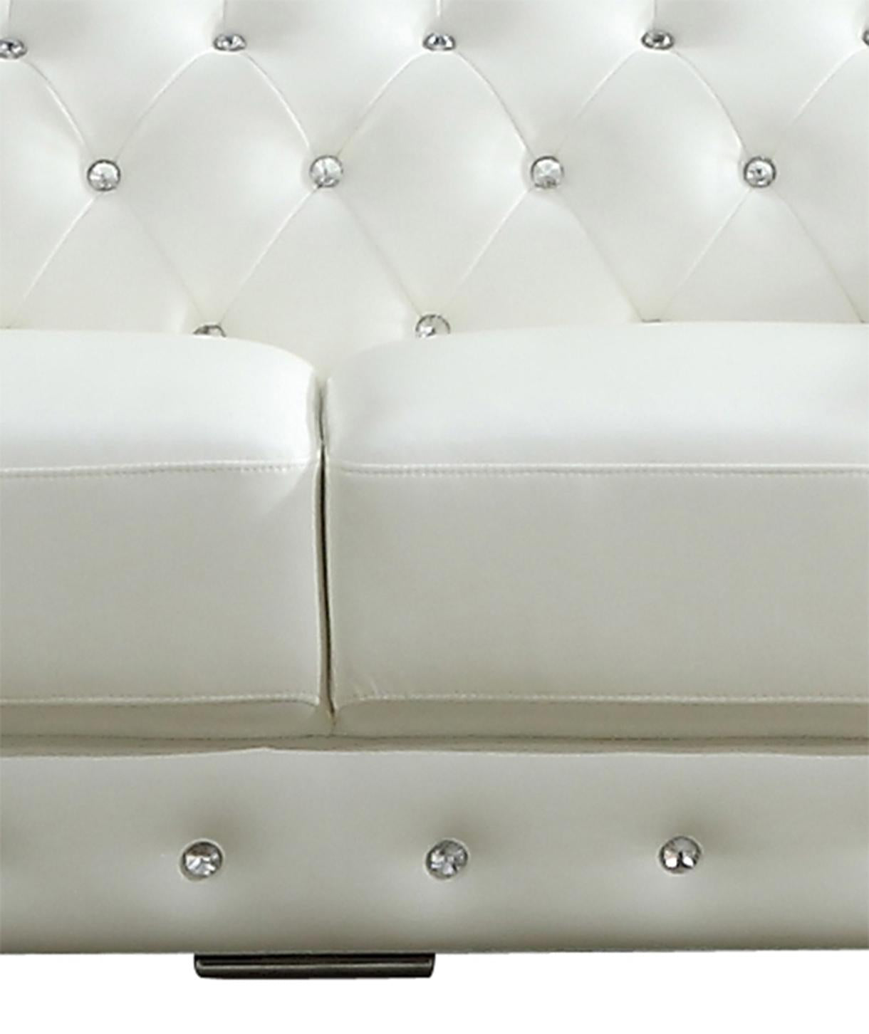 Charlise Modern Style White Sofa in Faux Leather Cosmos Furniture