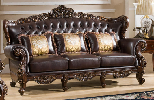 Vanessa Traditional Style Sofa in Walnut finish Wood Cosmos Furniture