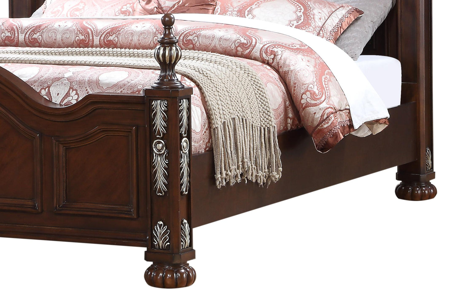 Rosanna Traditional Style King Bed in Cherry finish Wood Cosmos Furniture