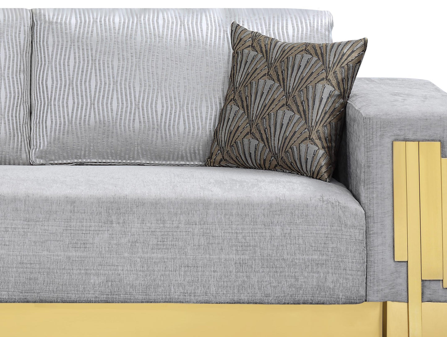 Megan Modern Style Gray Sofa with Gold Finish Cosmos Furniture