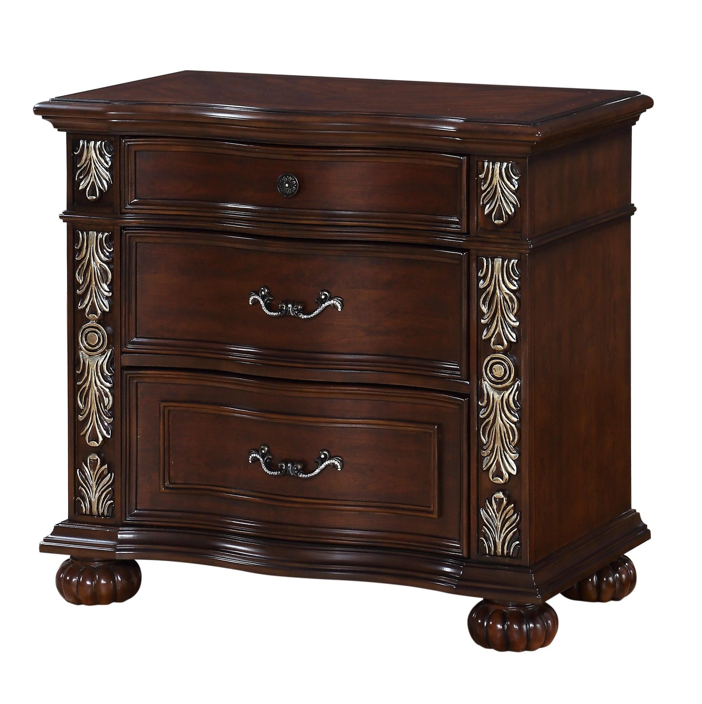 Rosanna Traditional Style Nightstand in Cherry finish Wood Cosmos Furniture