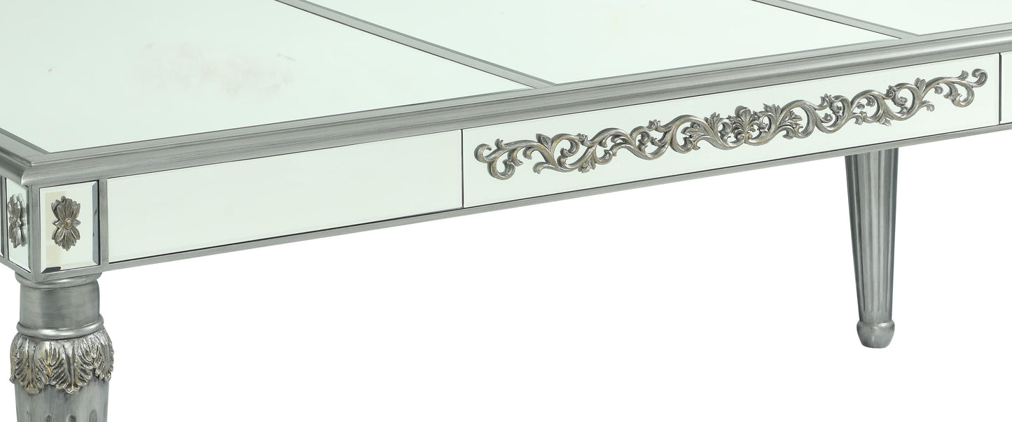 Queen Gold Modern Style Dining Table in Silver finish Wood Cosmos Furniture