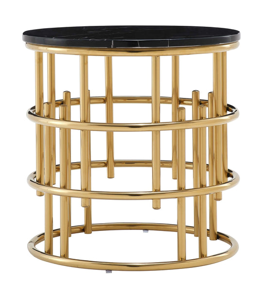 Talia Modern Style Marble End Table with Metal Base Cosmos Furniture