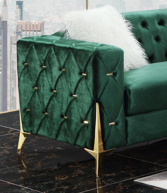 Emerald Modern Style Green Chair in Gold finish Cosmos Furniture