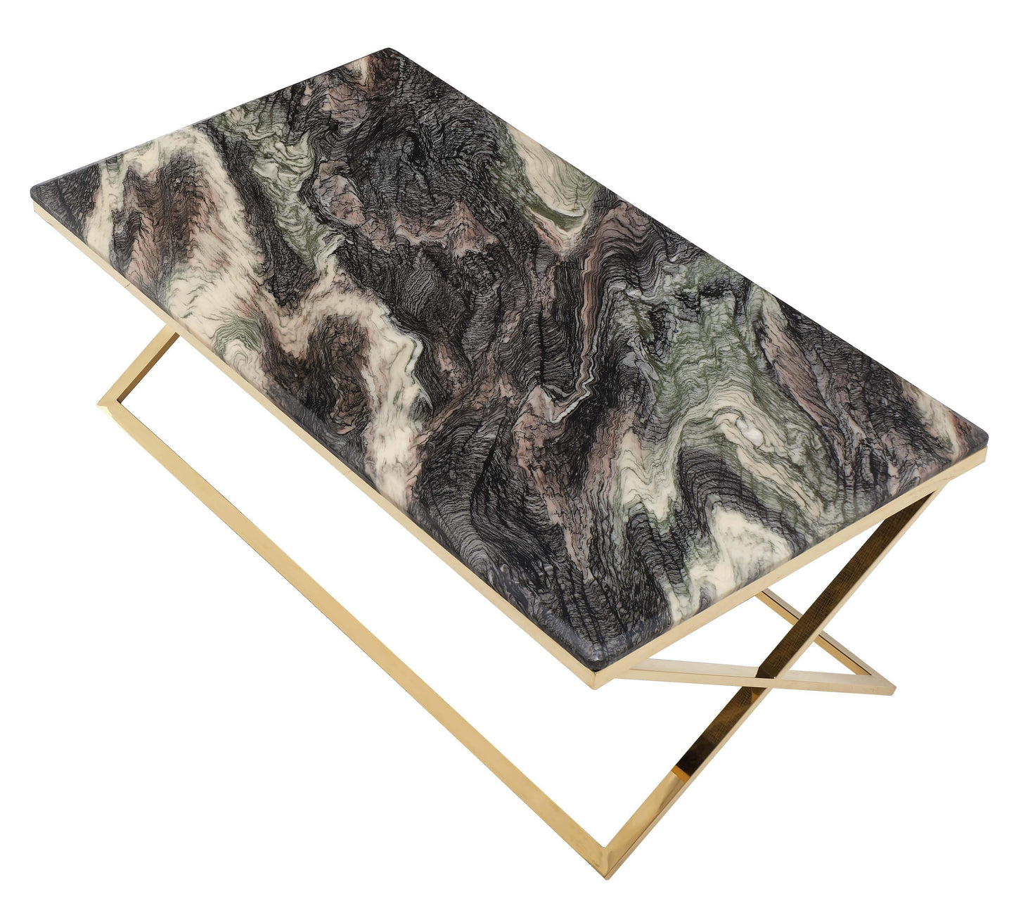 Ara Modern Style Marble Coffee Table with Metal Base Cosmos Furniture