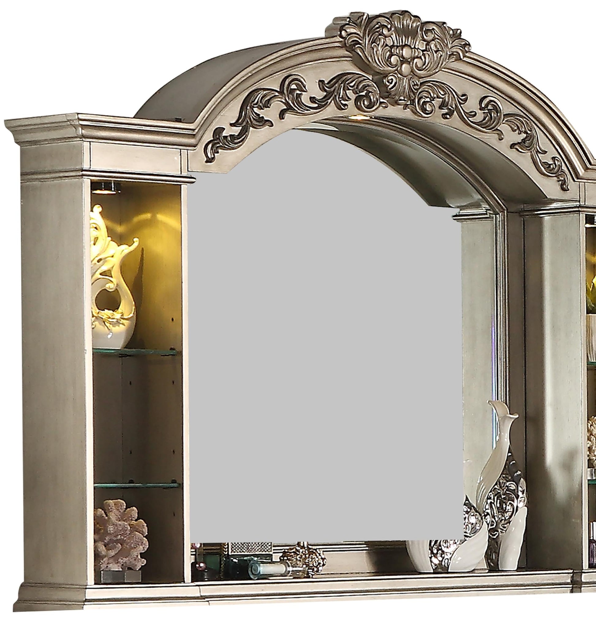 Platinum Traditional Style Mirror in Gold finish Wood Cosmos Furniture