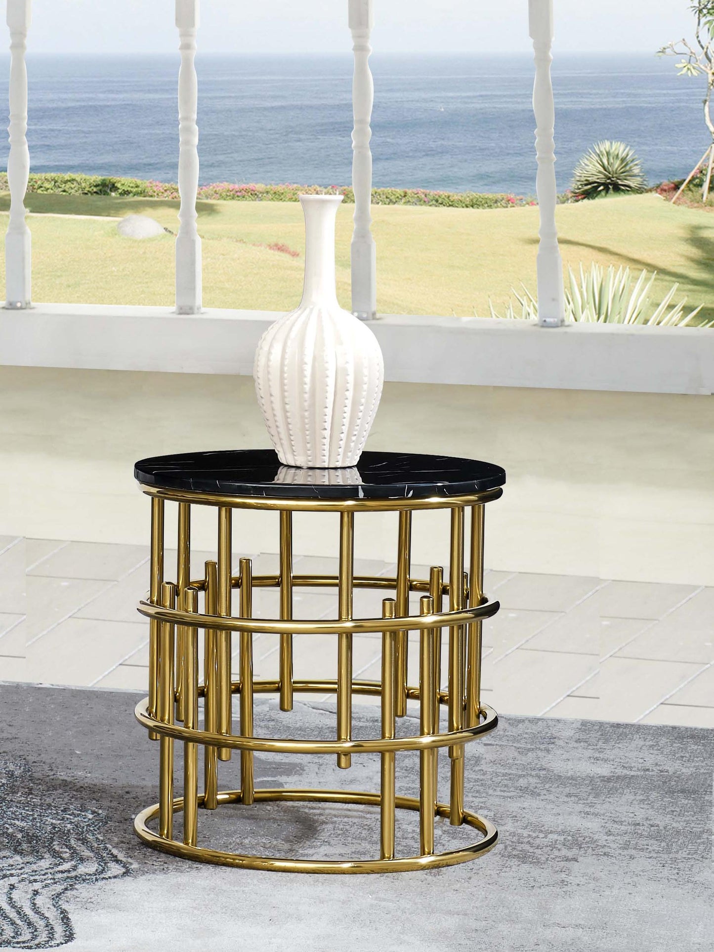 Talia Modern Style Marble End Table with Metal Base Cosmos Furniture