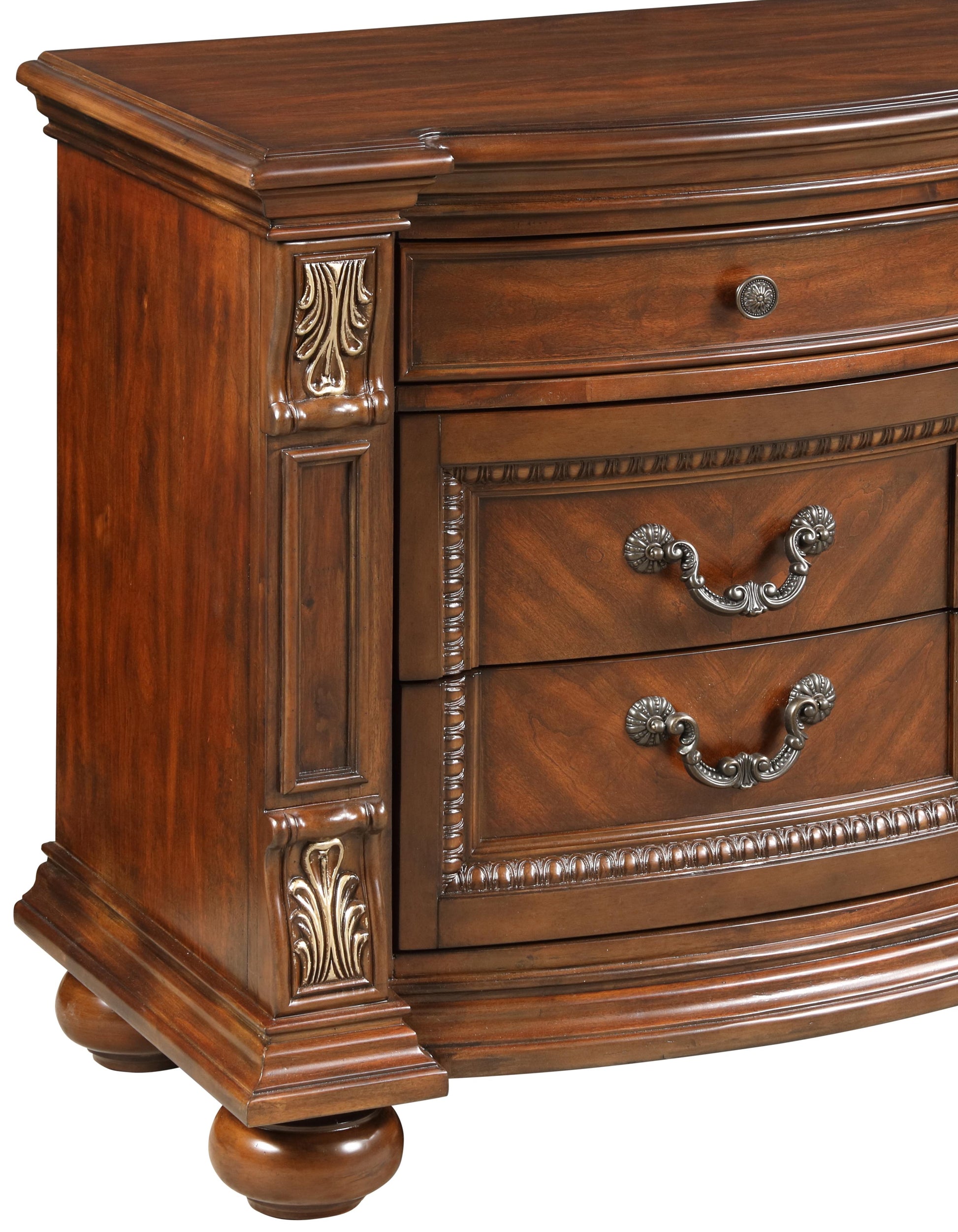 Viviana Traditional Style Nightstand in Caramel finish Wood Cosmos Furniture