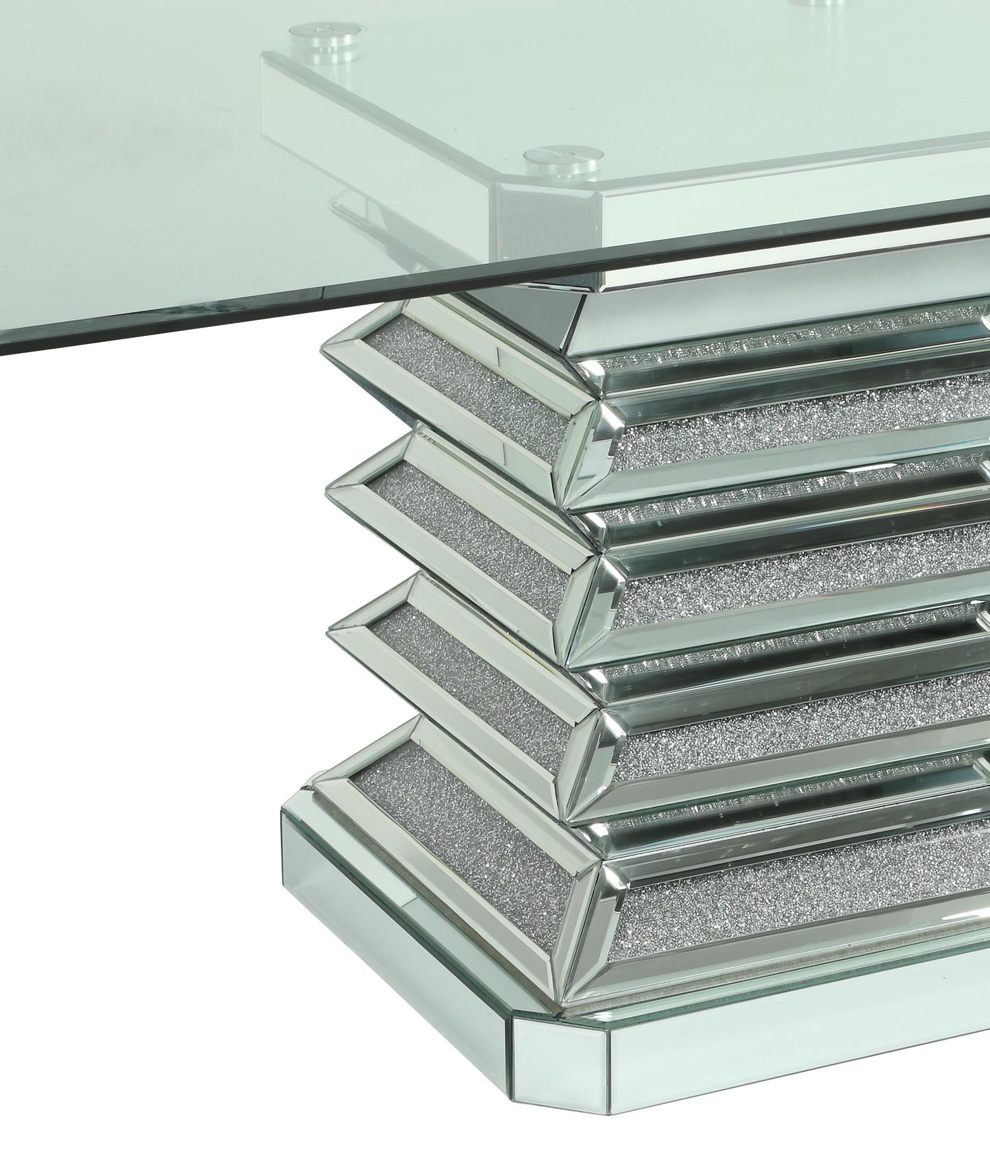 Ava Modern Style Dining Table in Silver and Glass Cosmos Furniture