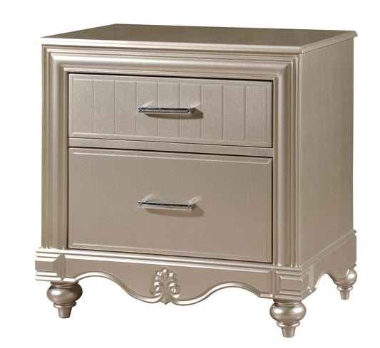 Faisal Transitional Style Nightstand in Champagne finish Wood Cosmos Furniture