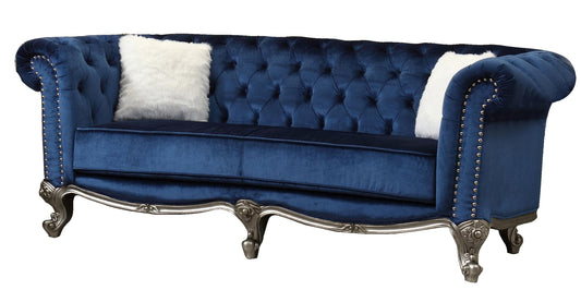 Mia Transitional Style Navy Sofa with Silver Finish Cosmos Furniture