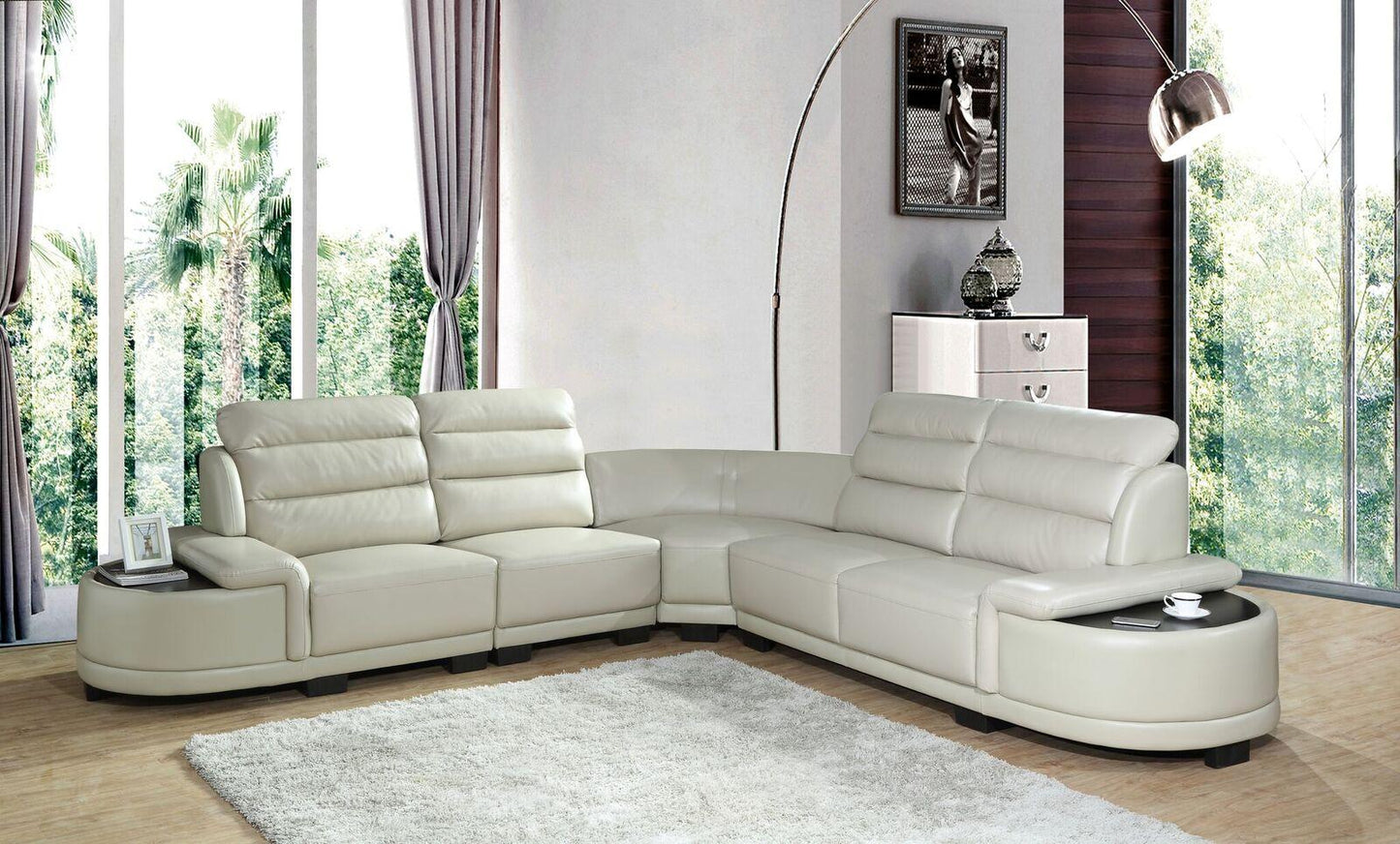 Orchid White Sectional in Faux Leather Cosmos Furniture