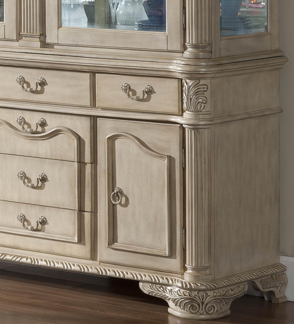 Veronica Antique White Traditional Style Dining Buffet in Champagne finish Wood Cosmos Furniture