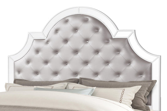 Grand Gloria Contemporary Style King Bed in White finish Wood Cosmos Furniture