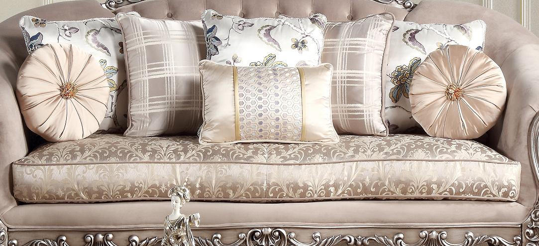 Cristina Traditional Style Sofa in Silver finish Wood Cosmos Furniture