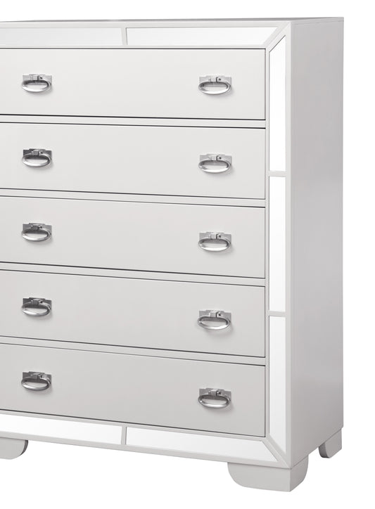 Grand Gloria Contemporary Style Chest in White finish Wood Cosmos Furniture