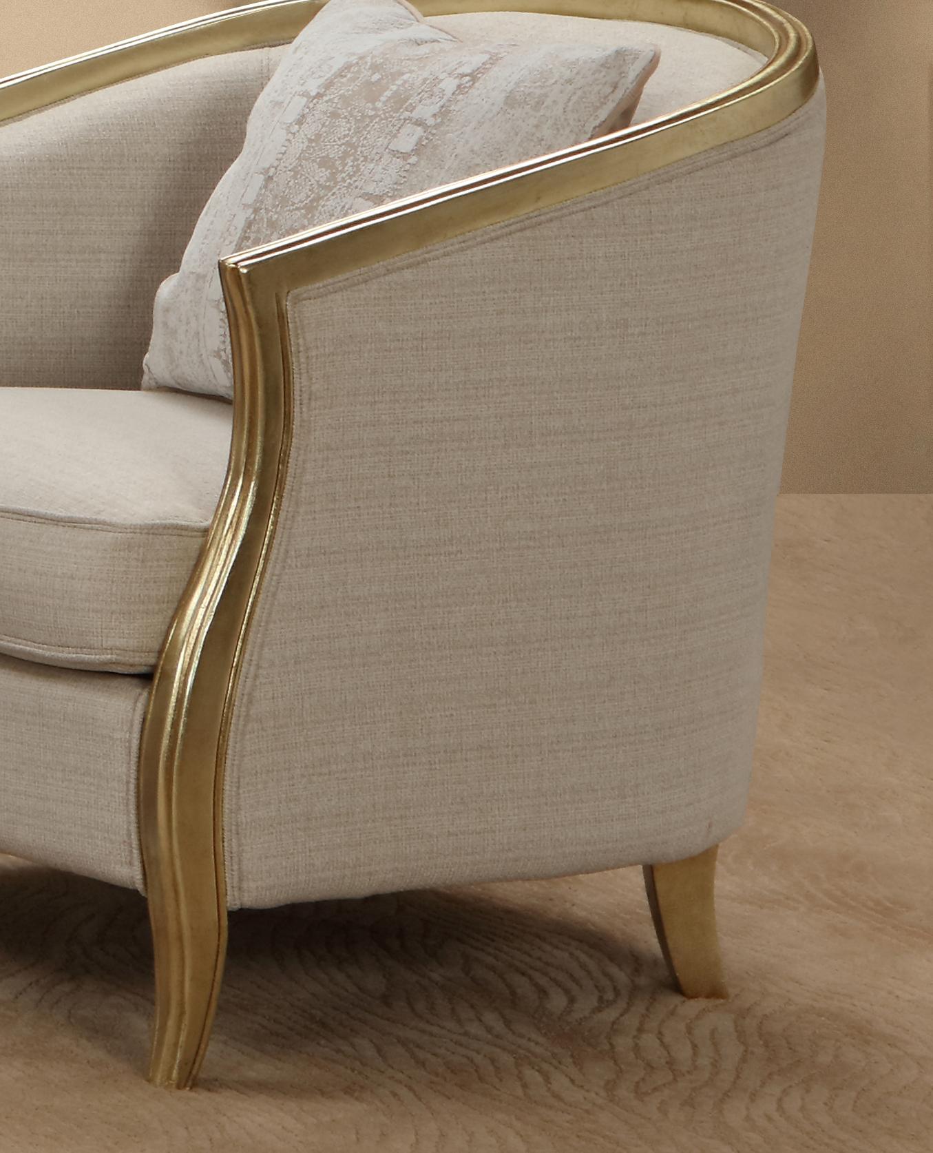 Cora Modern Style Beige Chair in Gold finish Cosmos Furniture