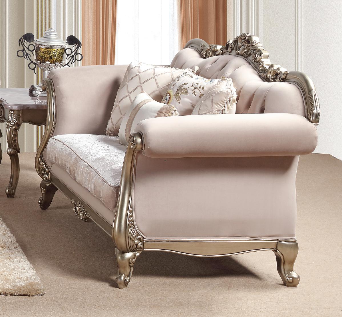 Ariana Traditional Style Loveseat in Champagne finish Wood Cosmos Furniture