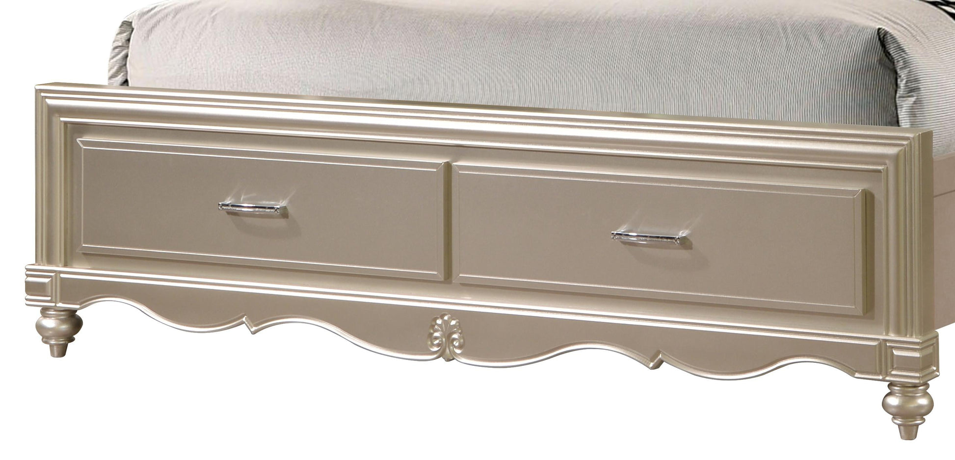 Faisal Transitional Style Queen Bed in Champagne finish Wood Cosmos Furniture