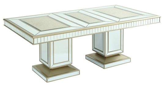 Harlow Modern Style Dining Table in Glass and Gold Finish Cosmos Furniture