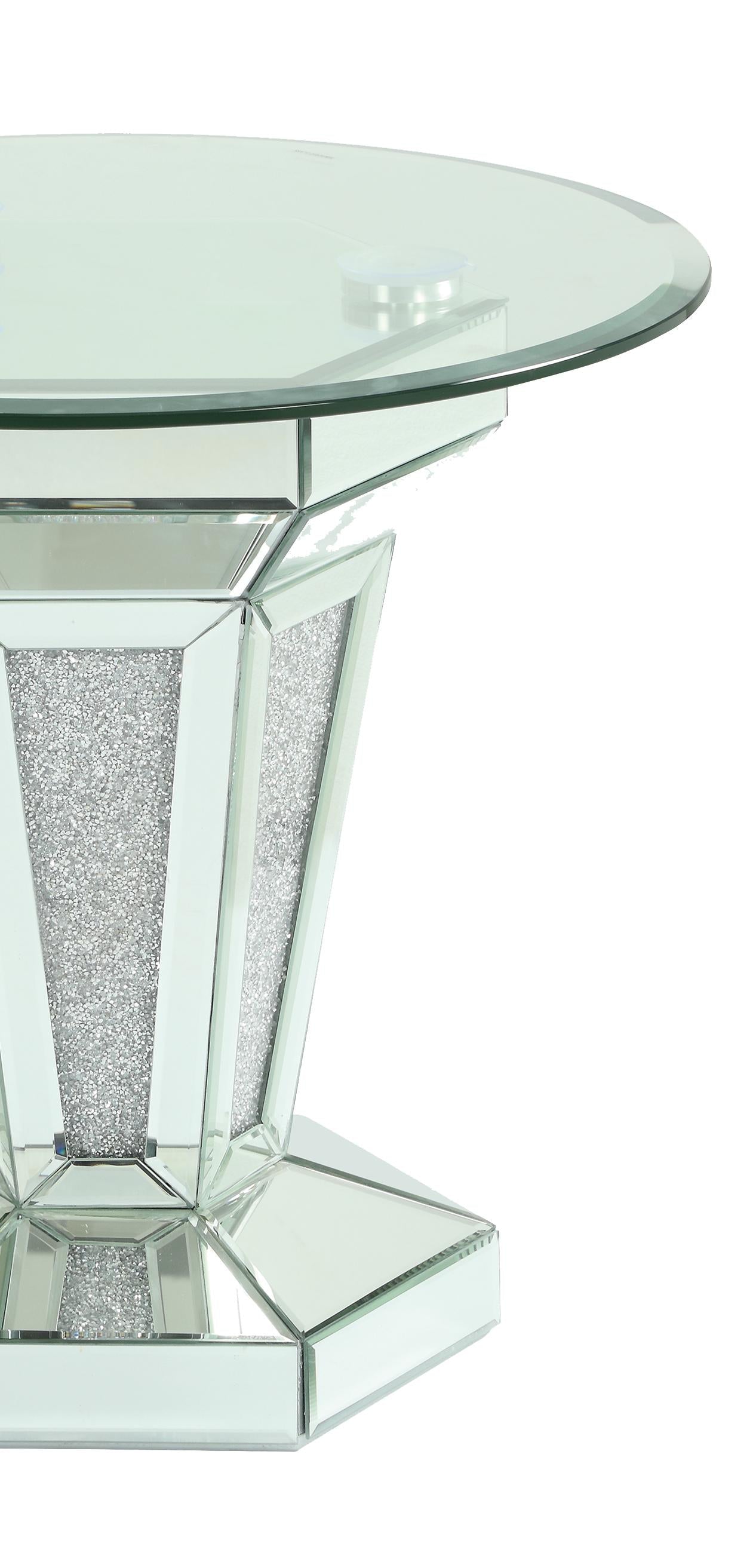 Diva Modern Style Glass End Table with Silver fiinish Cosmos Furniture