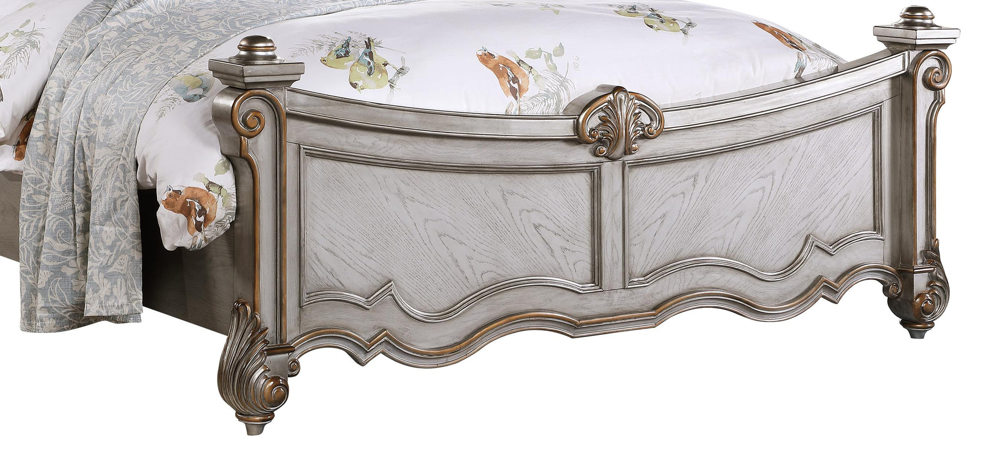 Melrose Transitional Style King Bed in Silver finish Wood Cosmos Furniture