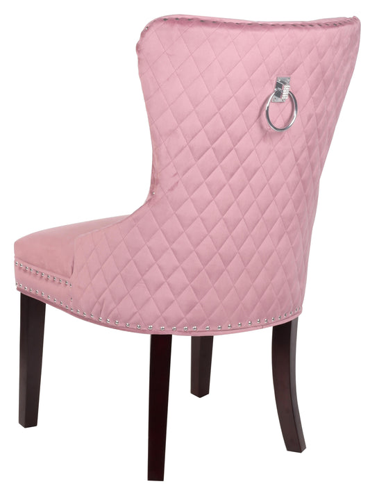 Bronx Transitional Style Pink Dining Chair in Walnut Wood Cosmos Furniture